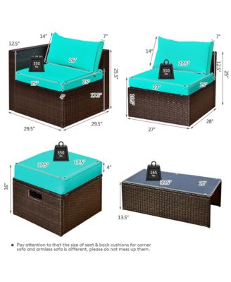 8PCS Patio Rattan Furniture Set Space-Saving Storage Cushion