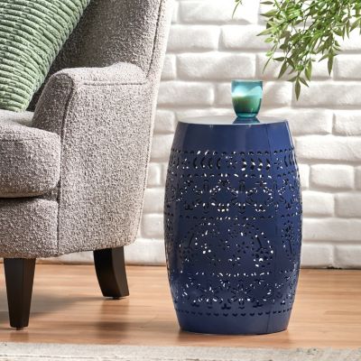 Streamdale Lace-Cut Barrel Side Table Stylish, Durable, Versatile