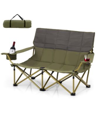 Oversized Camping Chair Folding Loveseat Camping Couch with Cup Holders & Thick Padding