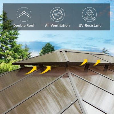 12x16ft Hardtop Gazebo with Polycarbonate Roof