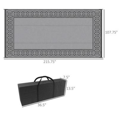 Outdoor Rug & Bag, 9' x 18' Plastic Rug, & Border
