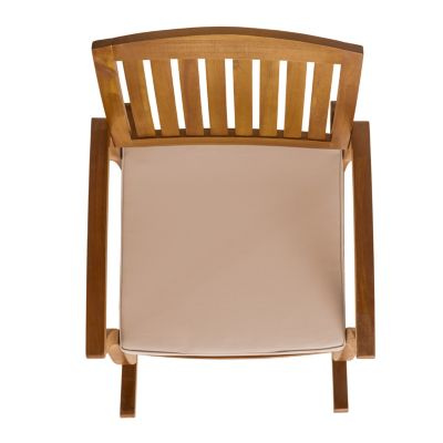 Acacia Wood Rocking Chair with Weather-Resistant Cushions and Slat Panel Design