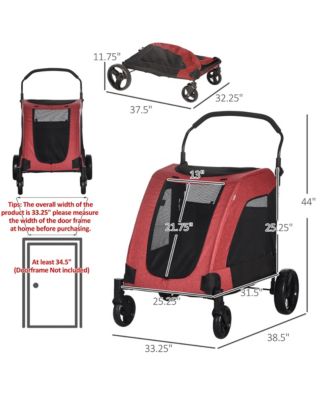 Spacious Pet Stroller for Dogs up to 77 lbs, with Foldable Design for Convenient Storage