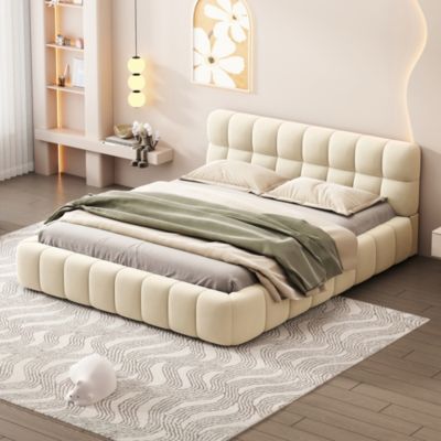 Queen Fabric Upholstered Platform Bed