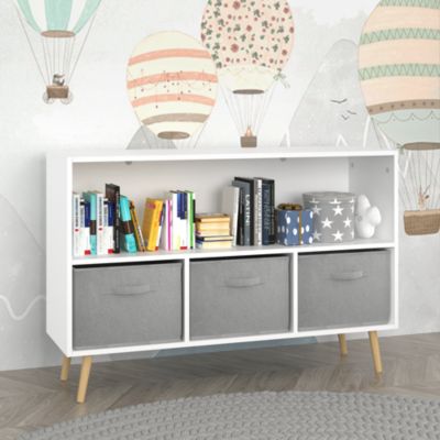 Kids Bookcase with Fabric Drawers & Toy Storage