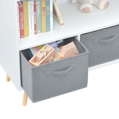 Kids Bookcase with Fabric Drawers & Toy Storage
