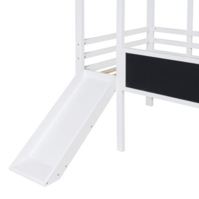 Streamdale Twin Loft Bed with Ladder, Slide, Blackboard, and Light Strip