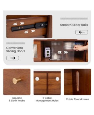 Bamboo TV Stand for TV up to 65 Inch-Brown