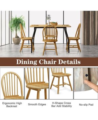 Set of 2 Windsor Dining Chairs with Spindle Backrest in Vintage Wood Finish