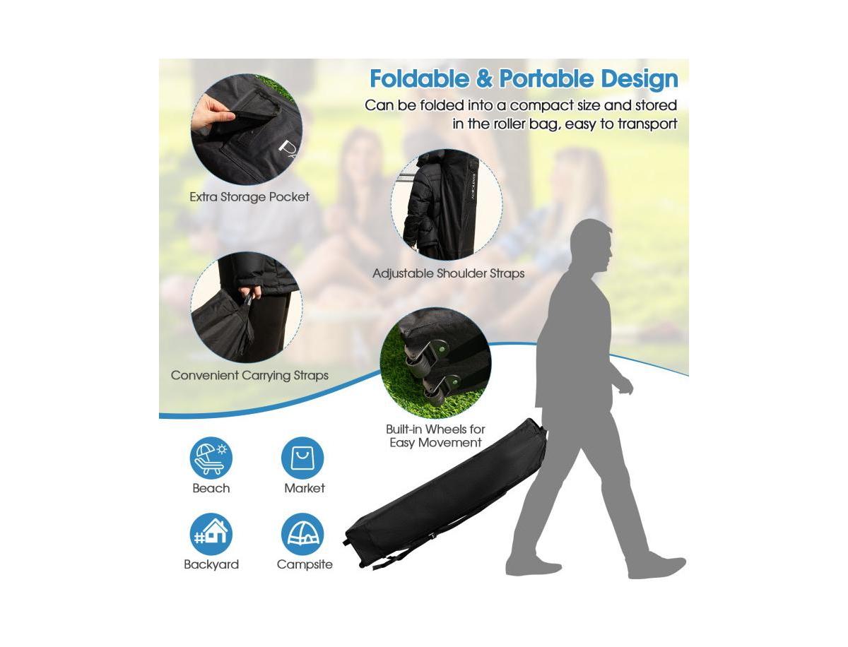 Slickblue x Feet Pop Up Canopy with with Mesh Sidewalls and Roller Bag