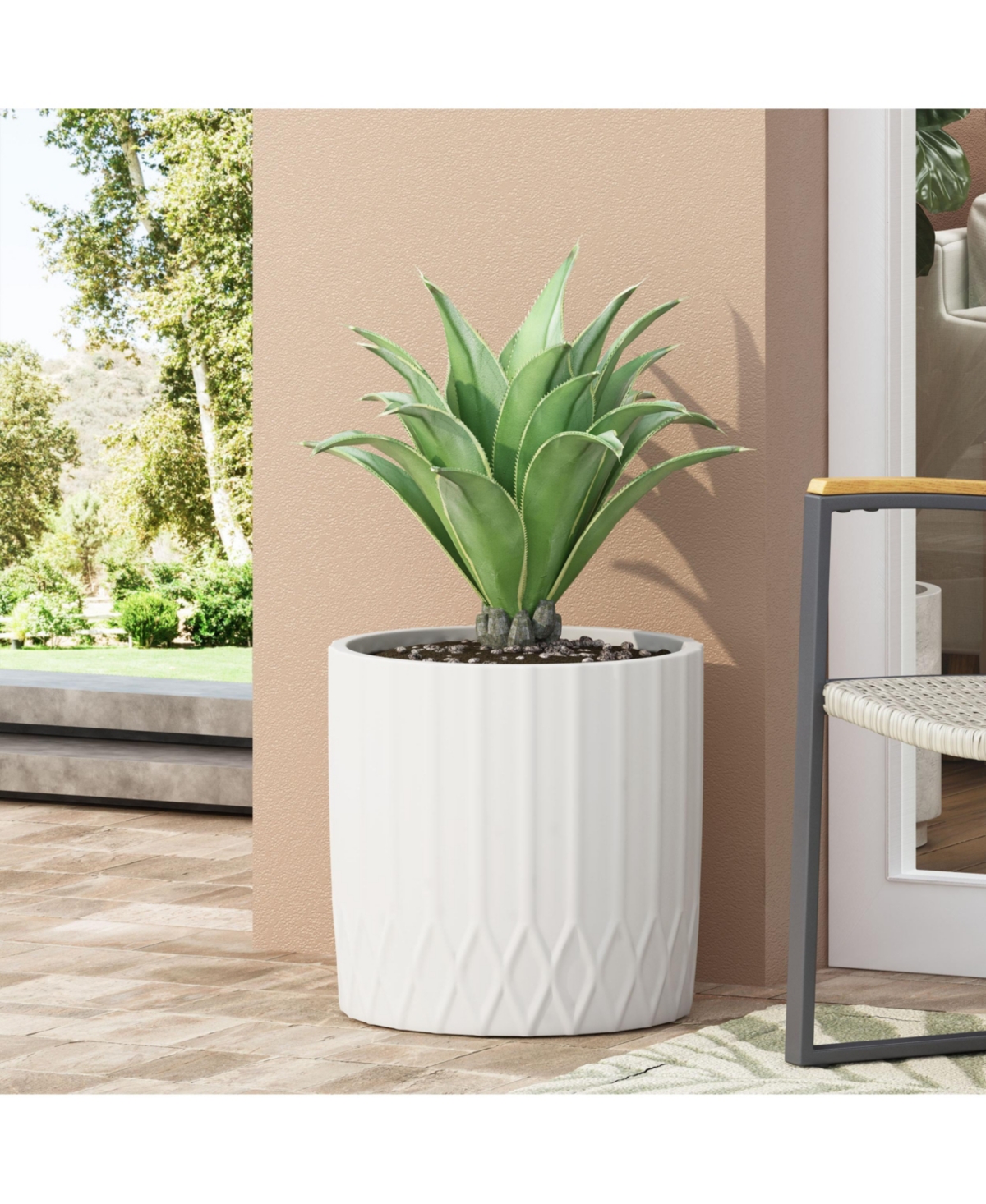 Streamdale Natural Stone Concrete Planter, Pleated
