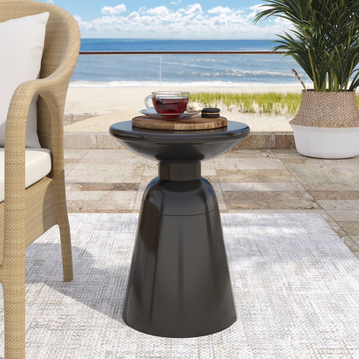 Chic Circular Side Table with Pedestal Base