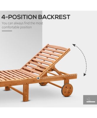 Simplie Fun Acacia Wood Chaise Lounge Foldable, Adjustable, Weather-Resistant