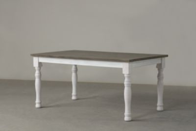 Ebret Farmhouse Two-tone Distressed Wood Dining Table, Brown and White