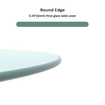  Round Tempered Glass Table Top Clear Glass