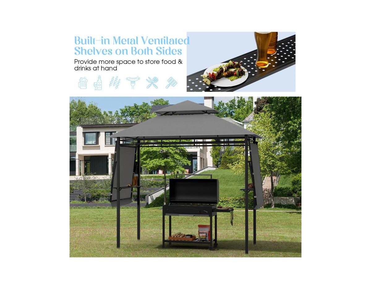 Slickblue x 4 Feet Patio Bbq Grill Gazebo Canopy with Dual Side Awnings