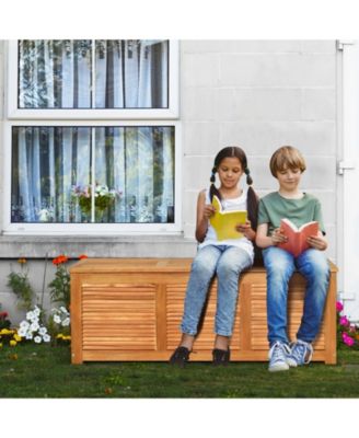 47 Gallon Acacia Wood Storage Bench Box for Patio Garden Deck