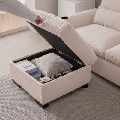 Elegant Reversible Ottoman Sofa with USB Ports and Storage