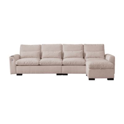 Elegant Reversible Ottoman Sofa with USB Ports and Storage