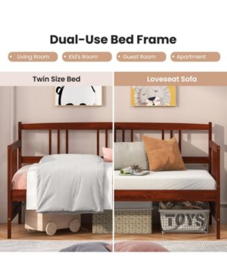 Twin Size Wooden Slats Daybed Bed with Rails