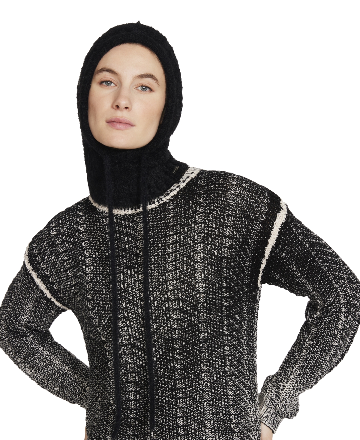Steve Madden Women's Solid Eyelash Drawstring Hood In Black