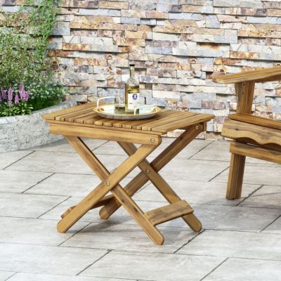 Streamdale Outdoor Folding Wooden Side Table, Natural, 15"D x 22.75"W x 18.25"H