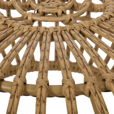 Boho-Chic Handcrafted Faux Rattan Woven Coffee Table