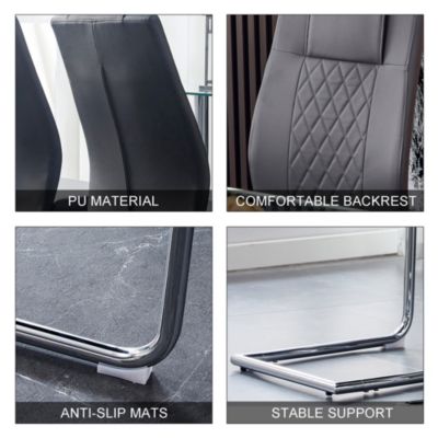 Modern PU Leather Dining Chairs with Metal Legs | Easy Assembly