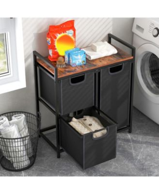 Laundry Basket Organizer Dirty Clothes Hamper with Shelf and 3 Removable Bags