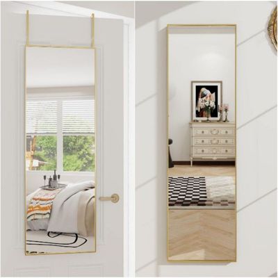 Rectangular Wall Mounted Mirror 16"x50" in Gold