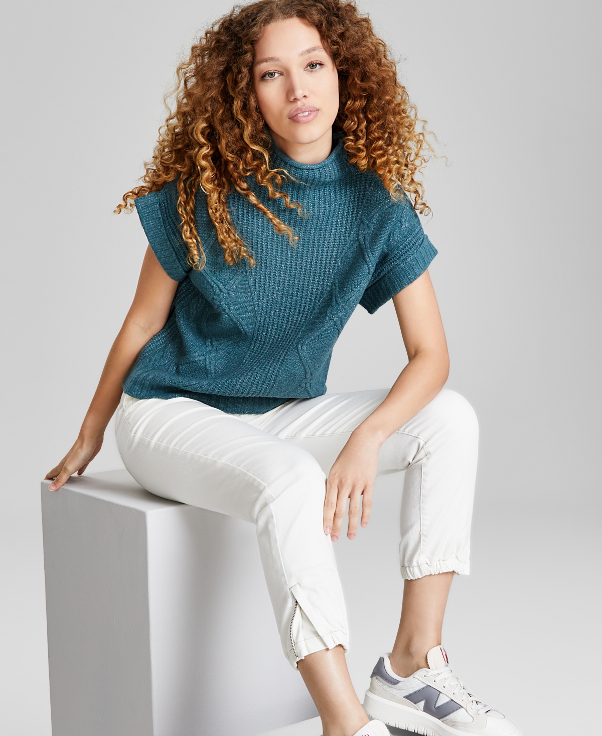 And Now This Women's Funnel-Neck Short-Sleeve Sweater Vest, Created for Macy's