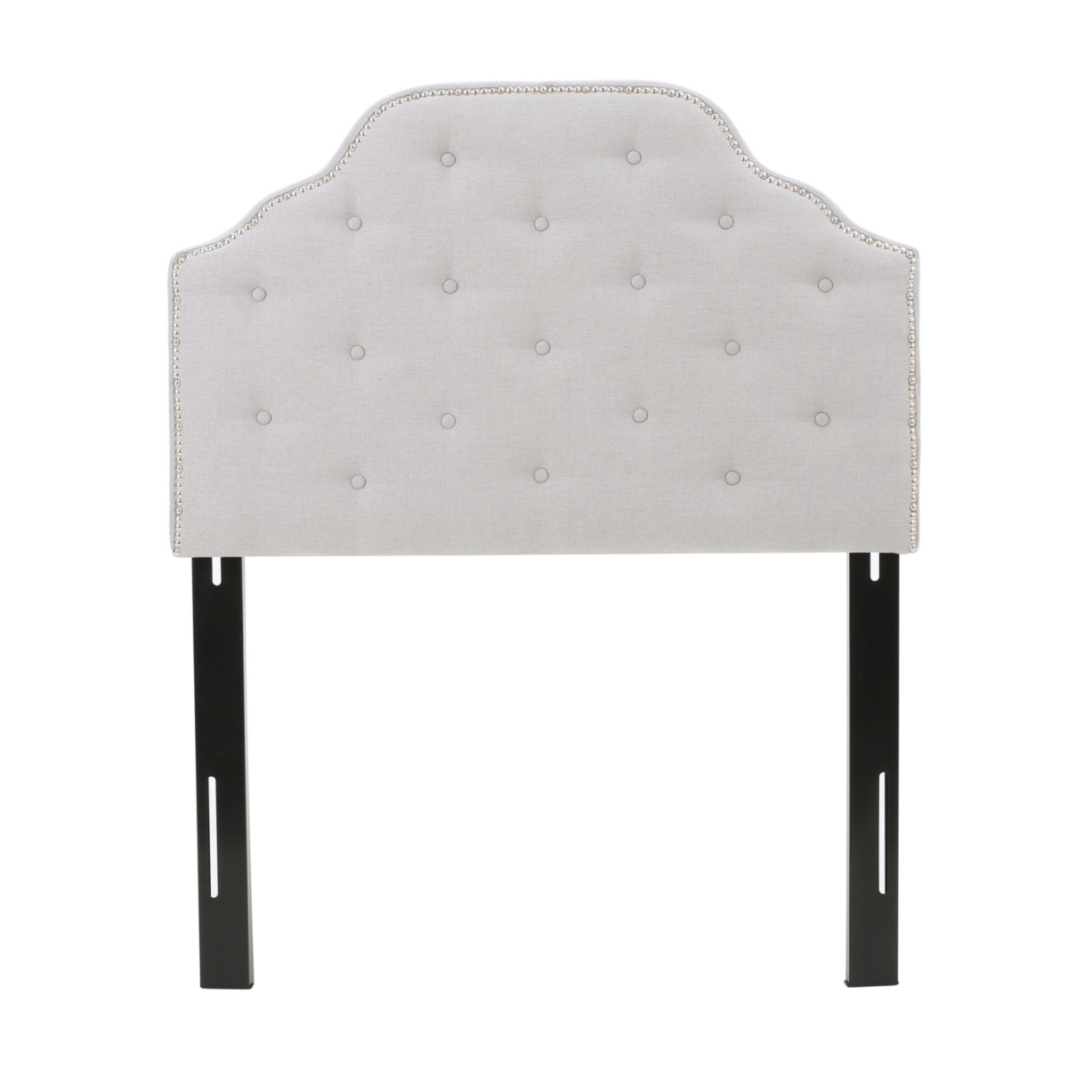Streamdale Furniture Adjustable Camelback Headboard with Button Tufting and Nailhead Accents