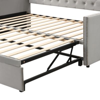 Twin Size Upholstered daybed with Pop Up Trundle
