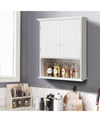2-Door Wall Mount Bathroom Storage Cabinet with Open Shelf