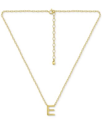 Initial E Pendant Necklace in 18k Gold-Plated Sterling Silver, 16" + 2" extender