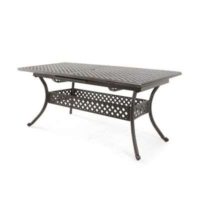 Industrial Outdoor End Table with Rustic Acacia Wood Top