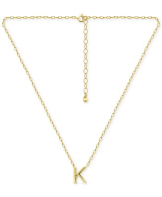 Initial K Pendant Necklace in 18k Gold-Plated Sterling Silver, 16" + 2" extender