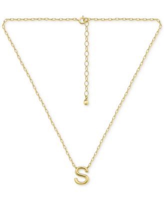 Initial S Pendant Necklace in 18k Gold-Plated Sterling Silver, 16" + 2" extender