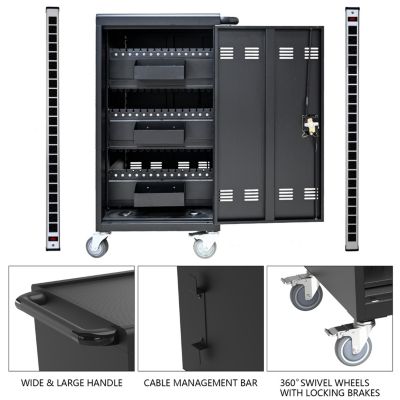 Mobile Charging Cart and Cabinet for Tablets Laptops 45-Device