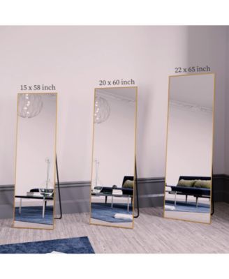 Gold 64"x21" Full-Length Rectangle Nano Glass Mirror, Standing or Wall-Mounted