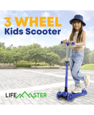 Mini 3-Wheel Kids Scooter with LED light-up wheels, 4-height adjustable handlebar, anti-slip deck & safety brake, for ages 2+, teal