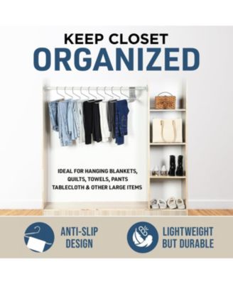 Metal Pants Hanger Set - 30 Pieces Elegant Non-Slip Closet Space Saving Hanger Set for Pants, Trouser, Blankets, and Jeans with Open Ended Sleek Design - Gray