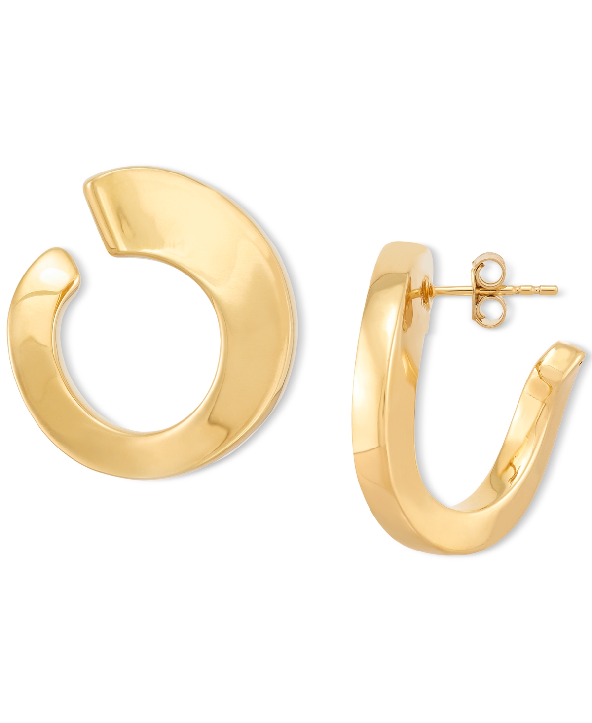 Macy's Polished Graduated Twisted Circle Small Hoop Earrings In 14k Gold, 1" In Yellow Gold