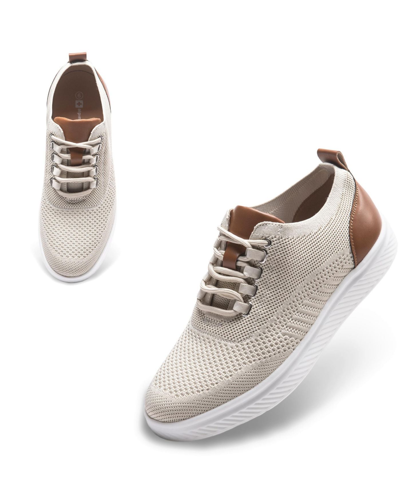 Мужские кроссовки Alpine Swiss Brad Lightweight Dress Sneakers - Breathable Mesh Oxford Shoes for Business Casual and Everyday Comfort with Cushioned Sole, цвет: Бежевый — фото 4