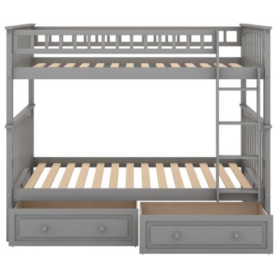 Streamdale Twin Over Twin Bunk Bed With Drawers, Convertible Beds