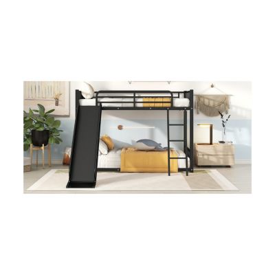 Streamdale Metal Bunk Bed With Slide, Twin Over Twin