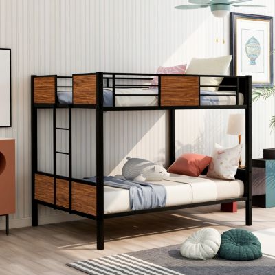 Modern Steel Bunk Bed with Ladder and Safety Rail