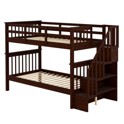 Streamdale Twin-Over-Twin Bunk Bed with Storage and Rail