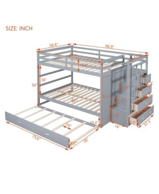 Full Over Full Bunk Bed With Twin Size Trundle And Staircase