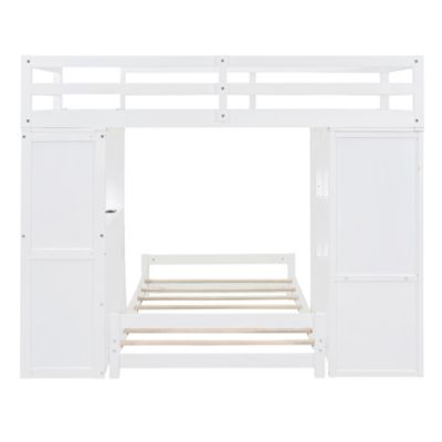 Streamdale Twin Over Twin Bunk Bed With LED Light And USB Ports
